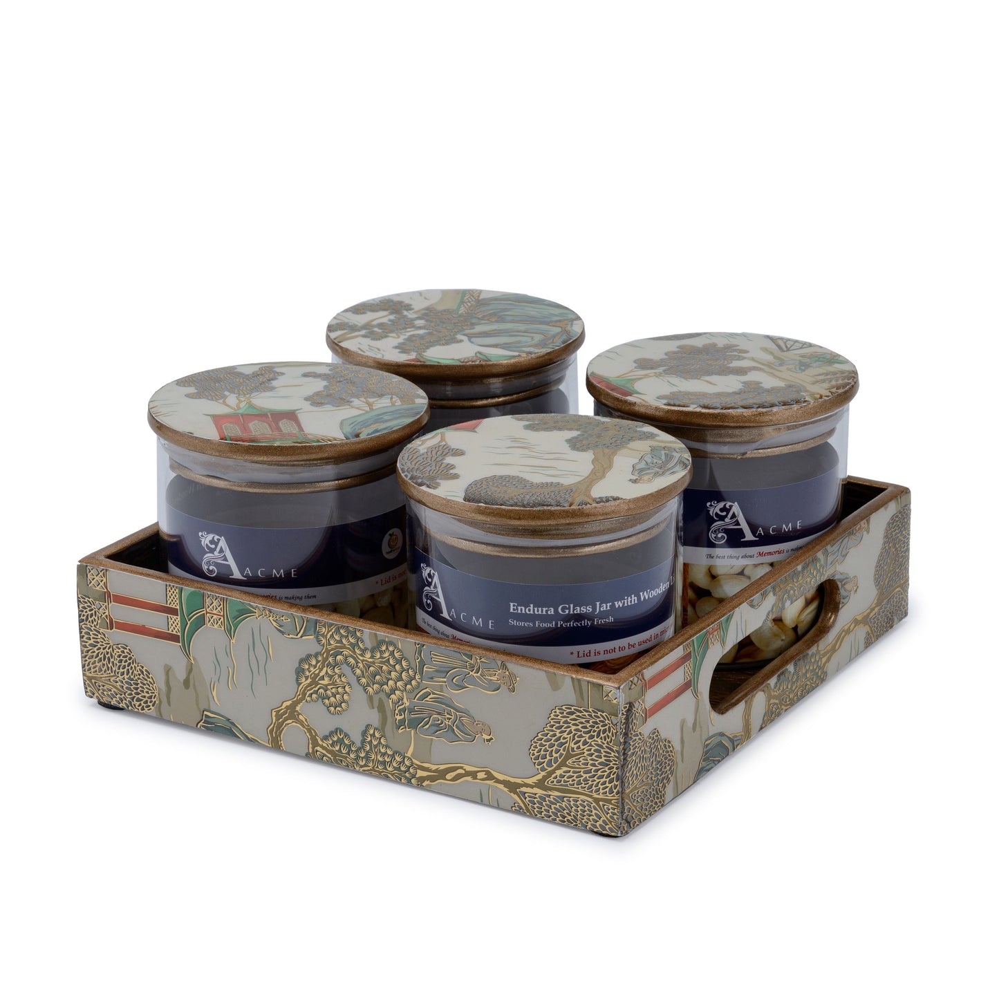 -Villaggio chinoiserie - 4 jar storage set (Small) -