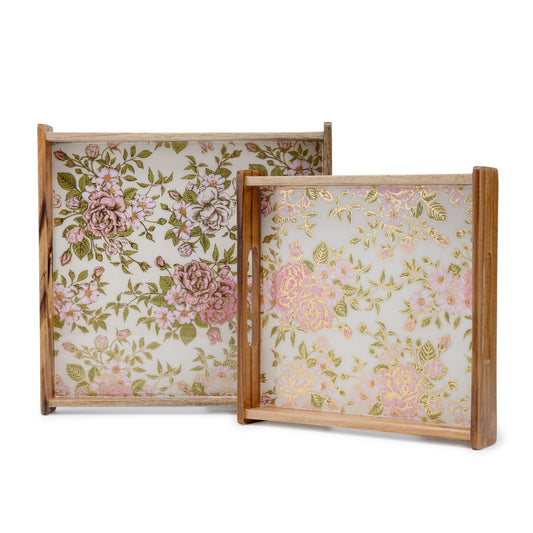 -Fiori amore - Sqaure tray- 12”x12”  (Medium), and 10”x10” (Small) -Set of two-
