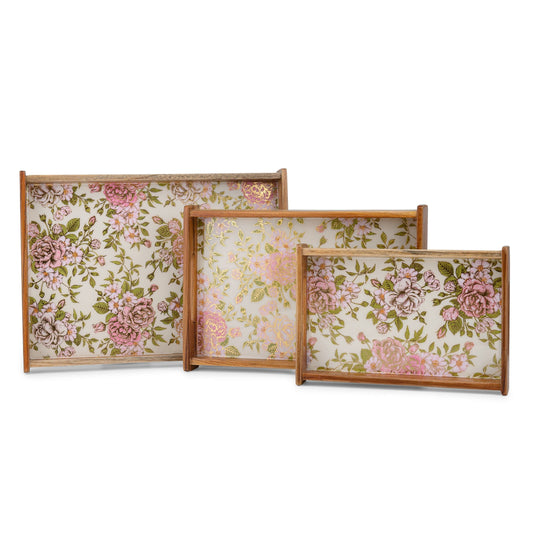 -Fiori amore -Rectangle tray- 15”x11” (Large), and 13”x9.5” (Medium) -Set of two-