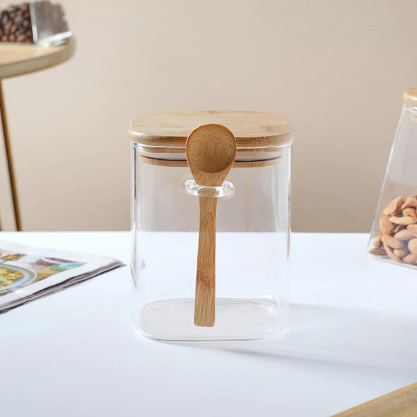 Square Glass Jar With Lid -  800ml (Small)