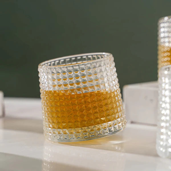 Rotating Ribbed Glass - Whiskey glasses - Set of Six (150ml)