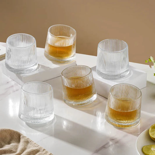 Rotating Fluted Glass - Whiskey glasses - Set of Six (150ml)